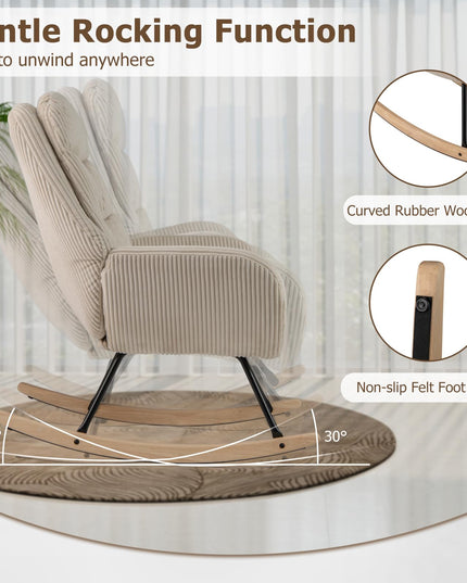 Giantex Rocking Chair Nursery Upholstered Glider Rocker with Padded Backrest & Seat