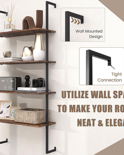 Giantex 4 Tier Modern Wall Mounted Bookshelf Set