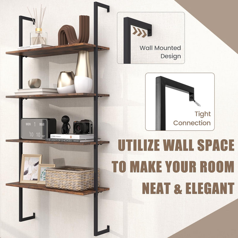 Giantex 4 Tier Modern Wall Mounted Bookshelf Set