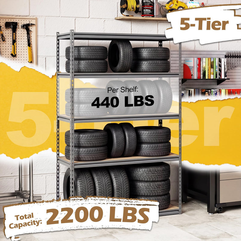 Giantex 5-Tier Metal Storage Shelves(48" x 18" x 72")