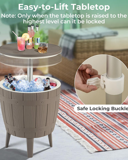 Giantex Cooler Side Table Outdoor - 10 Gallon Cooler Table with Drainage Plug, Adjustable Height