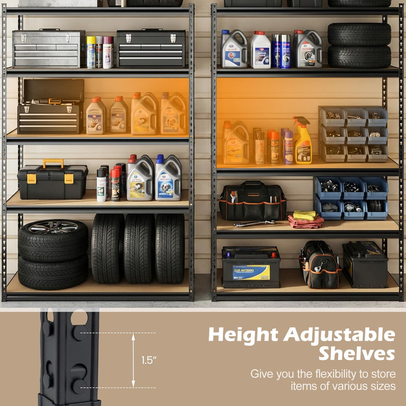Giantex 5-Tier Metal Storage Shelves(1/2/3/4,48" W x 24" D x 72" H)