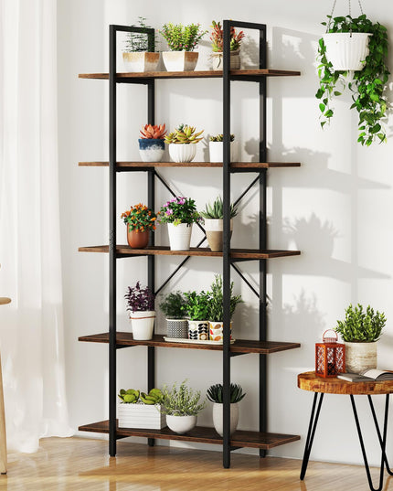 Giantex 5 Tier Industrial Bookshelf for Living Room Bedroom Study