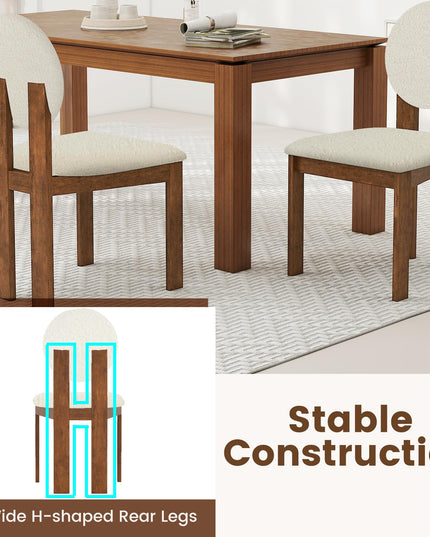 Giantex Sherpa Dining Chairs Set of 2/4 w/Rubber Wood Legs