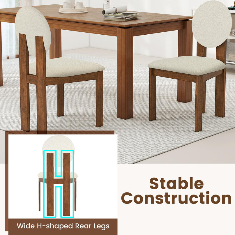 Giantex Sherpa Dining Chairs Set of 2/4 w/Rubber Wood Legs
