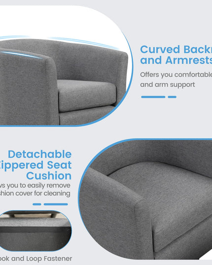 Giantex Swivel Accent Chair with Ottoman, Modern Barrel Club Chair w/Footrest