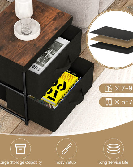 Giantex Nightstand Set of 2 with 2 Fabric Drawers
