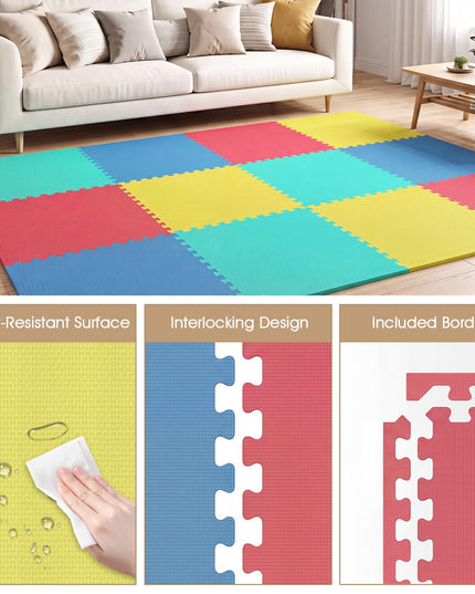 Giantex 0.5" Thick Non-Slip EVA Foam Floor Tiles with Borders