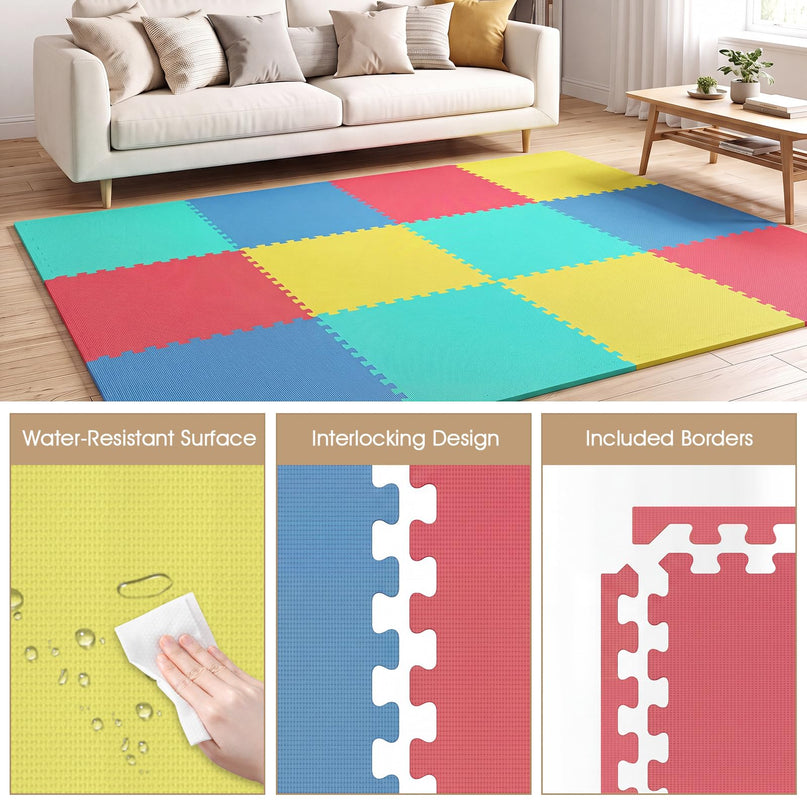 Giantex 0.5" Thick Non-Slip EVA Foam Floor Tiles with Borders