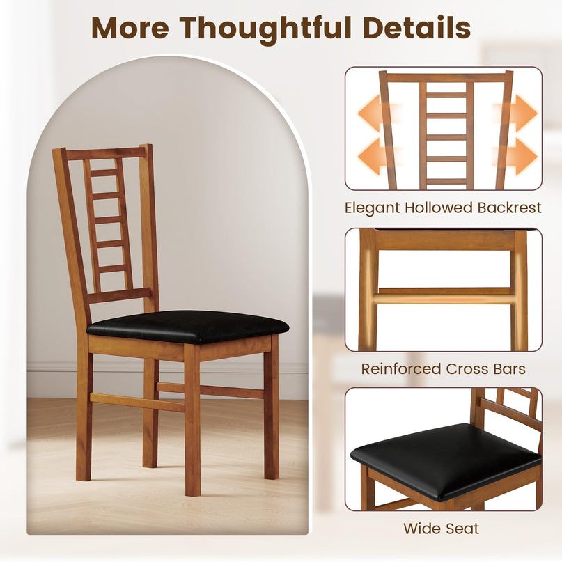 Giantex Wooden Dining Chairs Set of 2/4 w/Hollowed Backrest