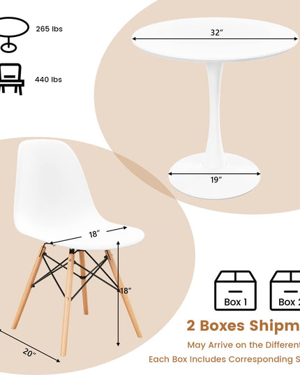 Giantex Dining Room Table Set for 2 or 4, Compact Kitchen Dining Table Set with 32" Round Table and DSW Chairs