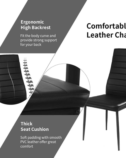 Giantex Rectangular Metal Frame Table with Leather Padded 4 Seats for Small Spaces