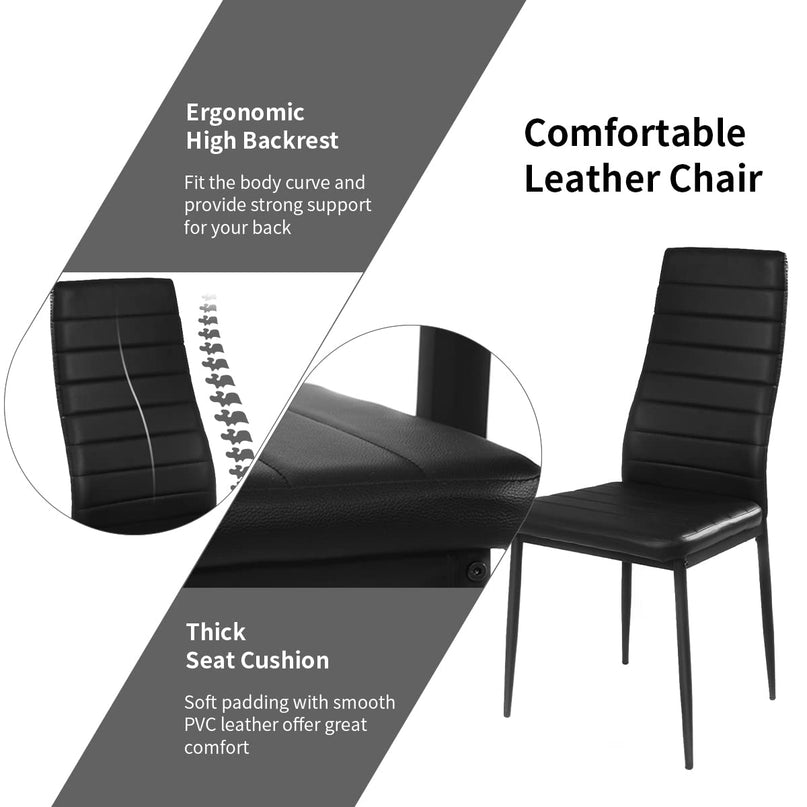 Giantex Rectangular Metal Frame Table with Leather Padded 4 Seats for Small Spaces