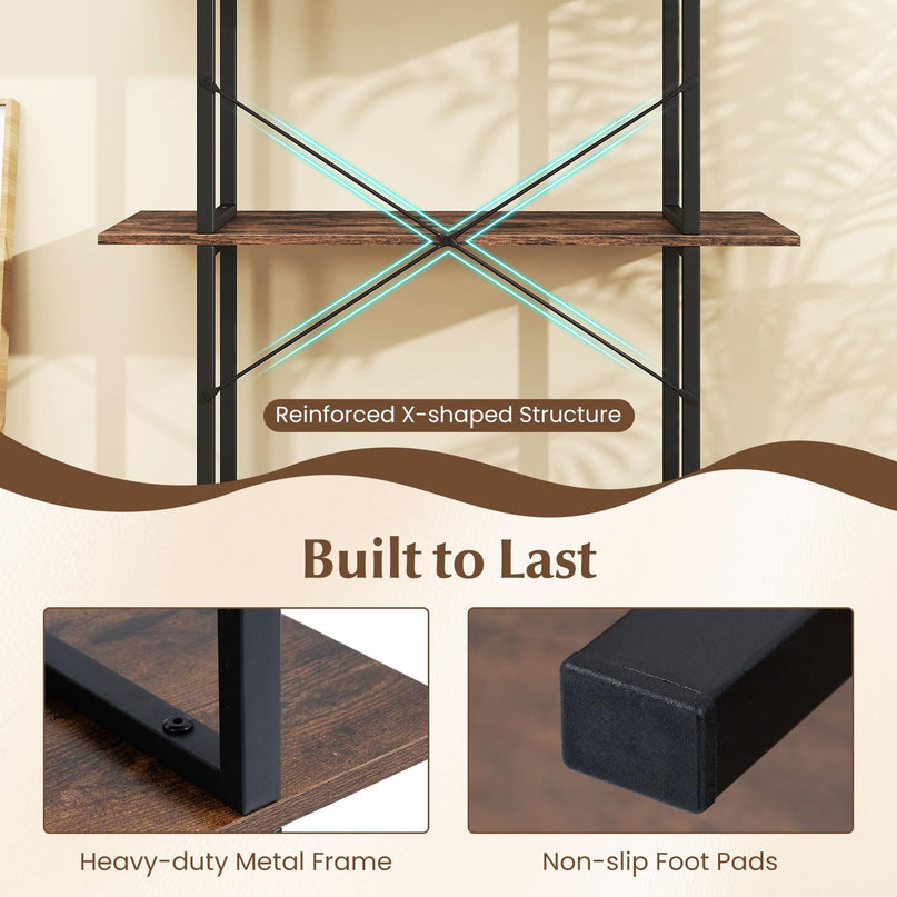 GIANTEX 3-Tier Bookshelf Industrial Bookcase with Open Shelves