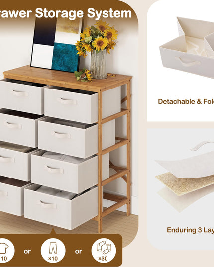 Meuble de rangement Giantex en bambou à 8 tiroirs pour salon ou couloir