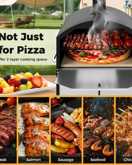 Giantex Wood Fired Outdoor Pizza Oven with 16-Inch Pizza Stone
