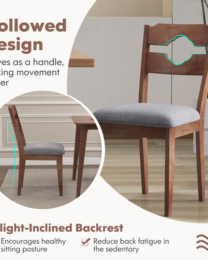 Giantex Wooden Dining Chairs Set of 2/4, Rubber Wood Dinner Chair w/Hollowed Backrest & Padded Seat