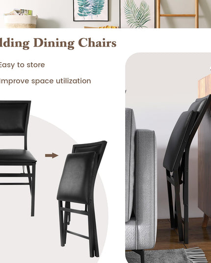Metal Folding Chair Dining Chairs Home Restaurant Furniture - Giantex