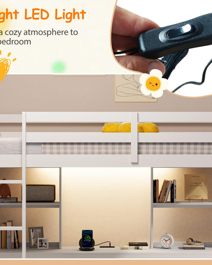 Giantex Twin Loft Bed with Desk and Hutch for Dorm Apartment