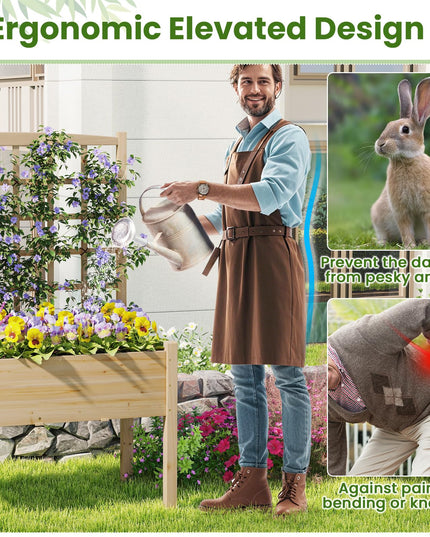 Giantex Raised Garden Bed with Trellis Outdoor Horticulture Planter