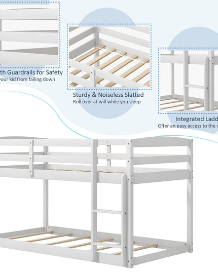 Giantex Solid Wood Twin Over Twin Bunk Bed Frame