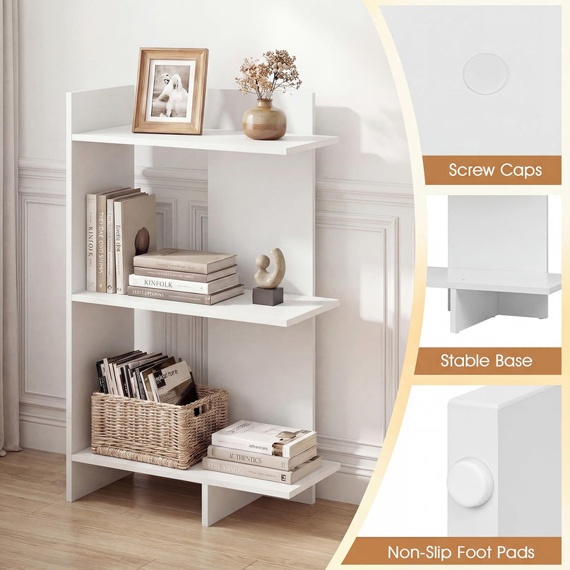 Étagère de rangement ouverte en bois à 3 niveaux Giantex avec kit anti-basculement