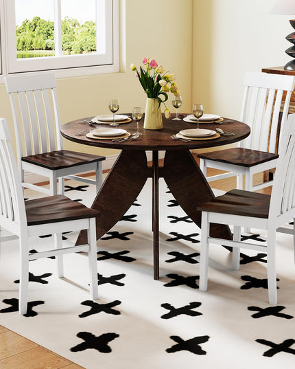Giantex Wooden Dining Chairs Set of 2/4 with Hollowed Backrests & Rubber Wood Seats