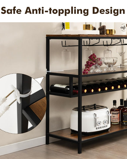 Giantex Wine Rack Table, Freestanding 13-Bottle Wooden Wine Bar Cabinet with Wine Rack