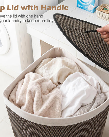 Giantex Corner Laundry Hamper with Lid for Small Spaces