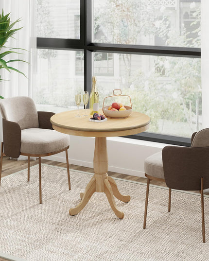 Giantex 32" D X 30" H Round Wooden Kitchen Table with Spacious Tabletop & Pedestal Base