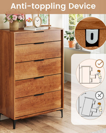 Giantex Wooden Storage Cabinet with Anti-Tip Kit & Sturdy Metal Legs