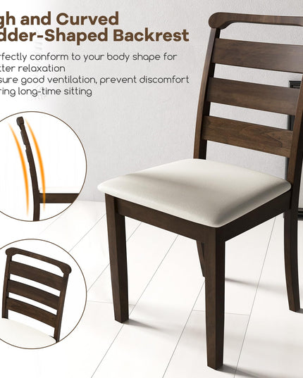 Giantex Wooden Dining Chairs Set of 2/4, Upholstered Kitchen Chairs w/Rubber Wood Frame, Padded Seat