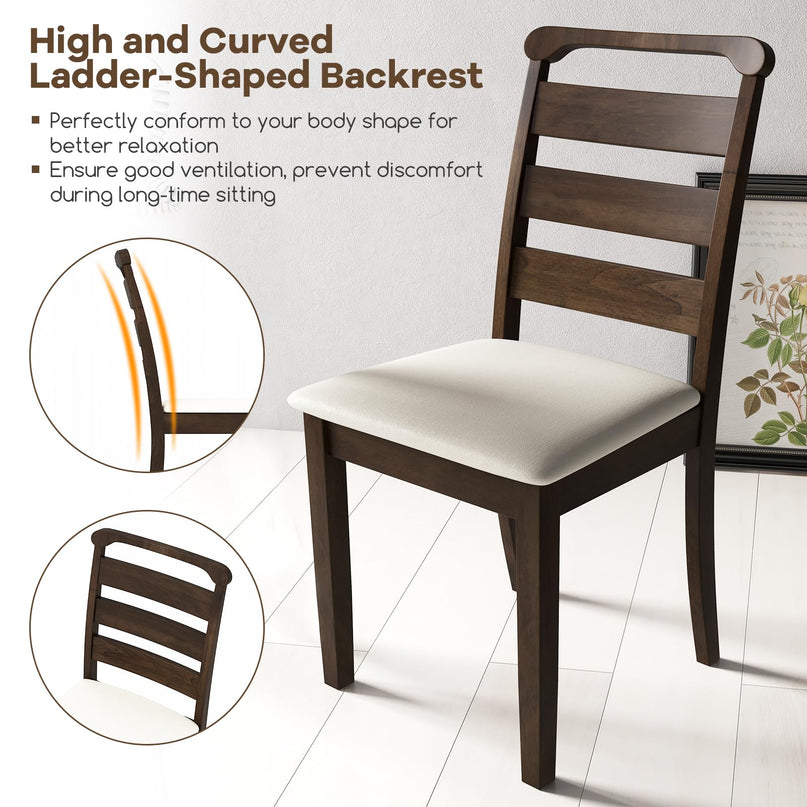 Giantex Wooden Dining Chairs Set of 2/4, Upholstered Kitchen Chairs w/Rubber Wood Frame, Padded Seat