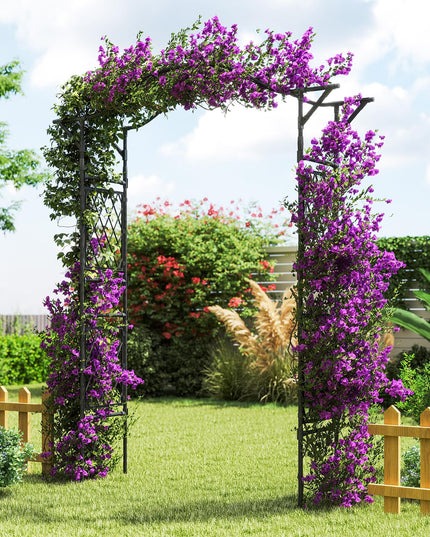 Giantex Arche de Jardin Treillis 170cm(L) x 211cm(H) Tonnelle Métallique avec Tubes en Acier Ondulé Revêtu de PE & Panneaux en Treillis