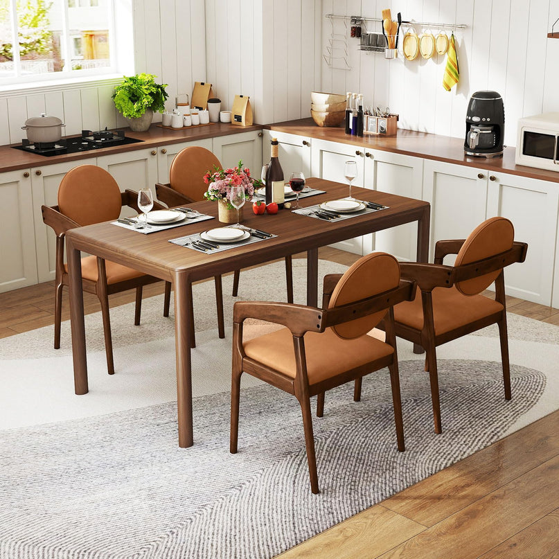 Giantex Wooden Dining Chairs Set of 2/4 PU Leather Upholstered Dining Room Chairs