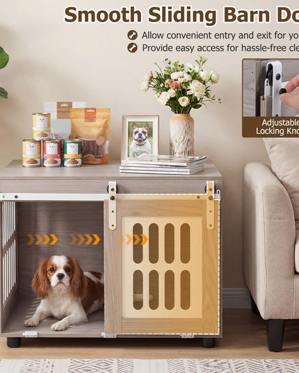 GIANTEX 80cm Dog Crate Furniture with Barn Door for Small Medium Dogs