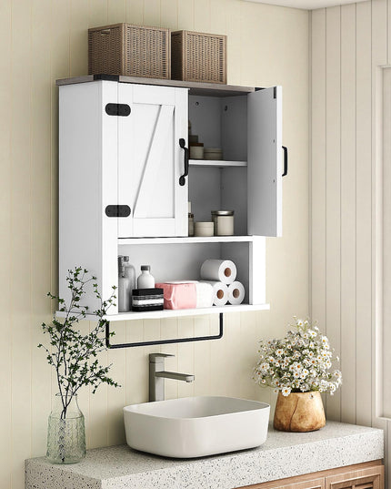 Giantex Bathroom Wall Cabinet with Towel Bar Above Toilet