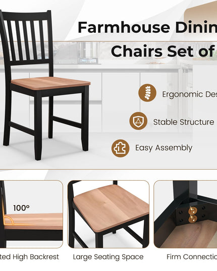 Giantex Wooden Dining Chairs Set of 4, Farmhouse Kitchen Chair with Rubber Wood Legs