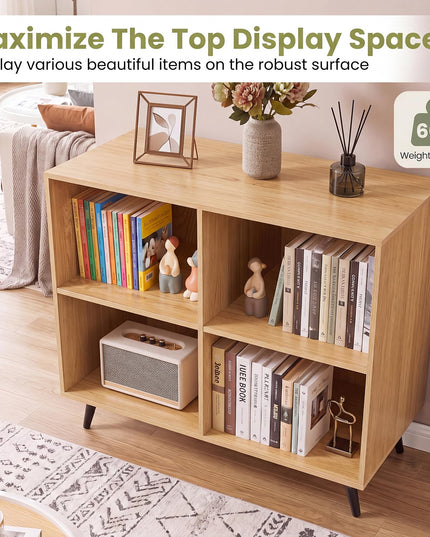 GIANTEX 4-Cube Bookshelf | 2-Tier Bookcase with Metal Legs