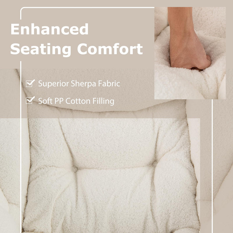 Giantex Set of 1/2 Lazy Chair with Folding Ottoman, Modern Sherpa Accent Chair w/Armrests & Pocket
