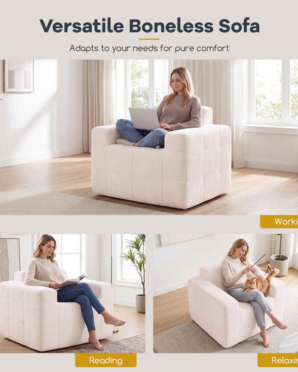 GIANTEX Boneless Single Sofa Chair with Terry Cloth Upholstery