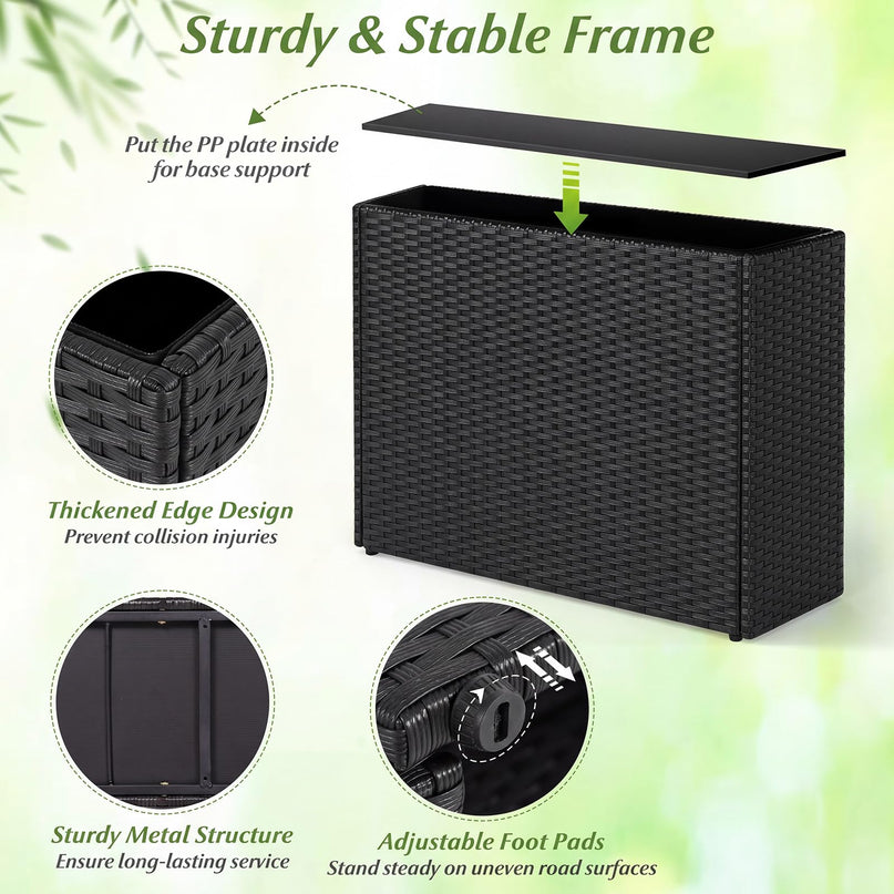 GIANTEX Wicker Raised Garden Bed Rattan Garden Planter Box