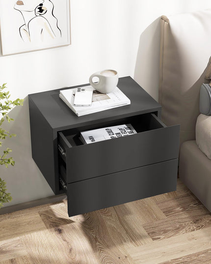 Giantex Floating Nightstand Set of 1/2, Wood Wall Mounted Nightstands