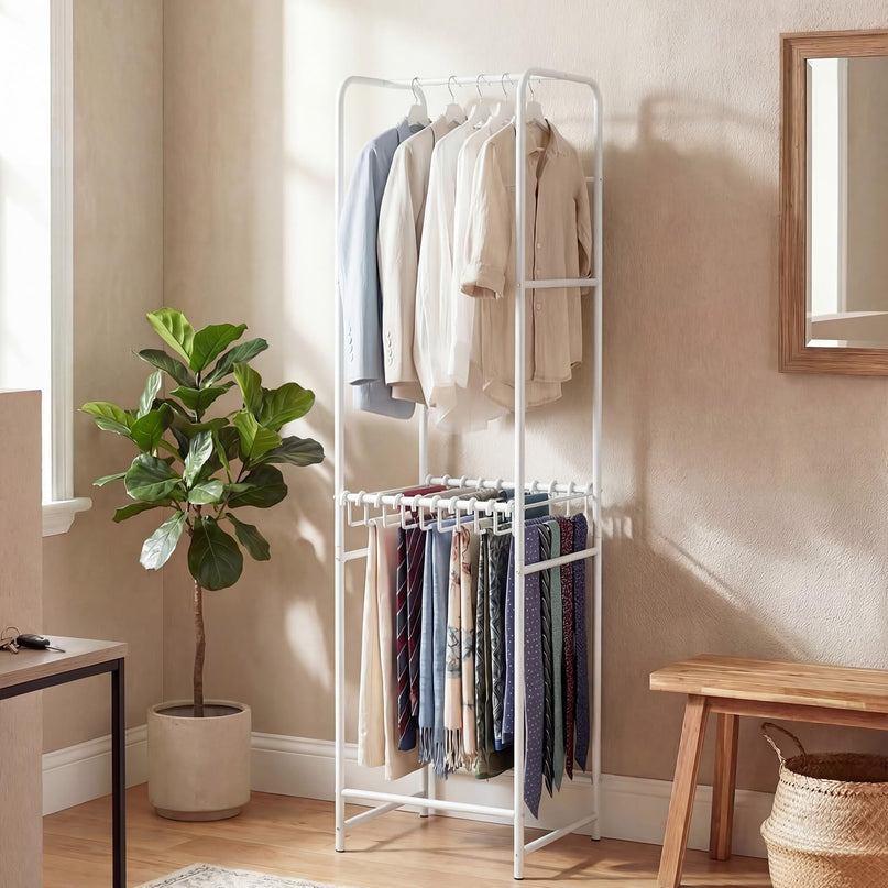 Giantex Clothes Rack with Pants Hanger Heavy-Duty White Garment Rack