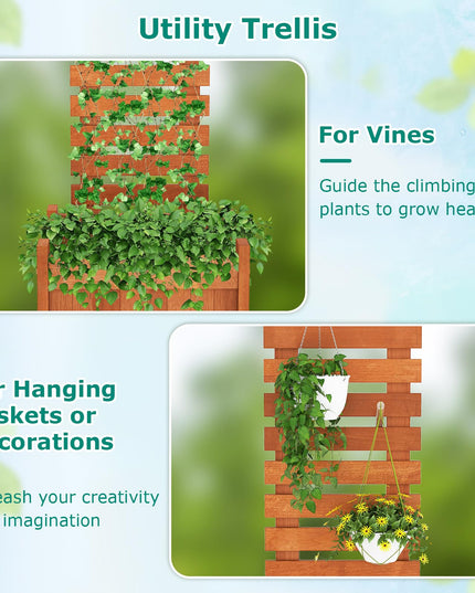 Giantex Wood Raised Garden Bed with Trellis