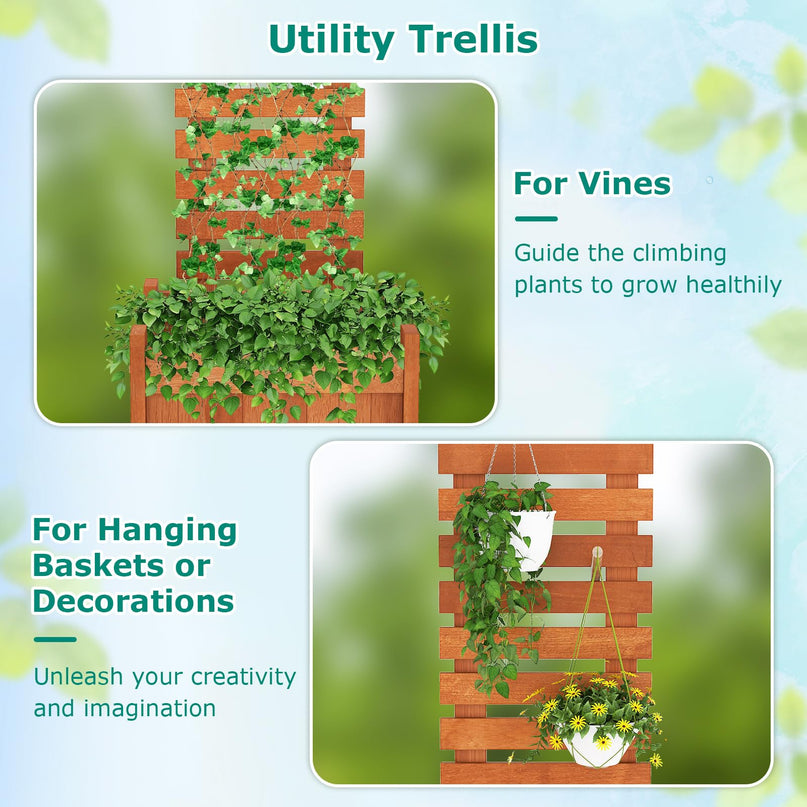 Giantex Wood Raised Garden Bed with Trellis