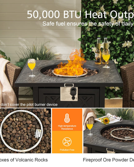 Giantex Outside Propane Fire Pit - 50,000 BTU/14.65KW Fire Pit Table, 32 Inch, Black