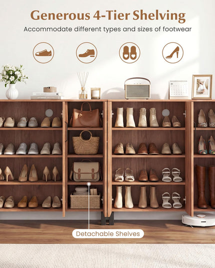 Meuble à chaussures en bois à 5 niveaux Giantex avec 3 portes