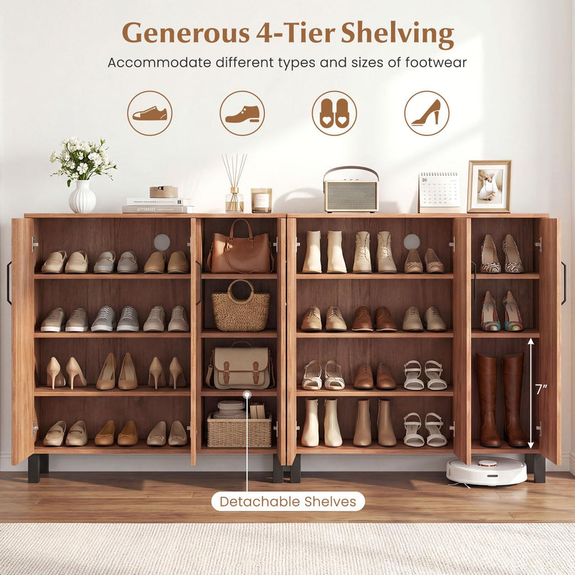 Meuble à chaussures en bois à 5 niveaux Giantex avec 3 portes