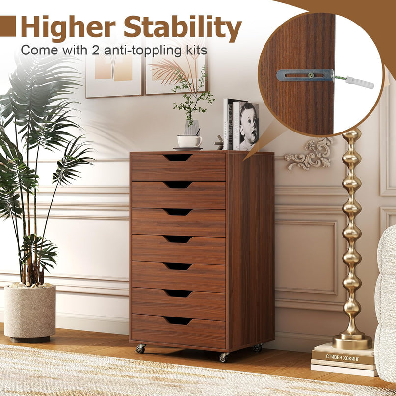 Giantex 7 Drawer Storage Cabinet with 4 Universal Casters